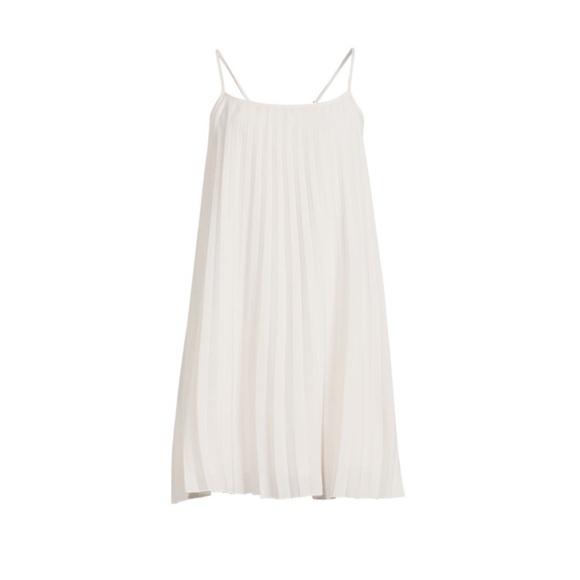 BCBGeneration Pleated Slip Swing Dress Spaghetti Straps Cream White Small EUC - Picture 2 of 10